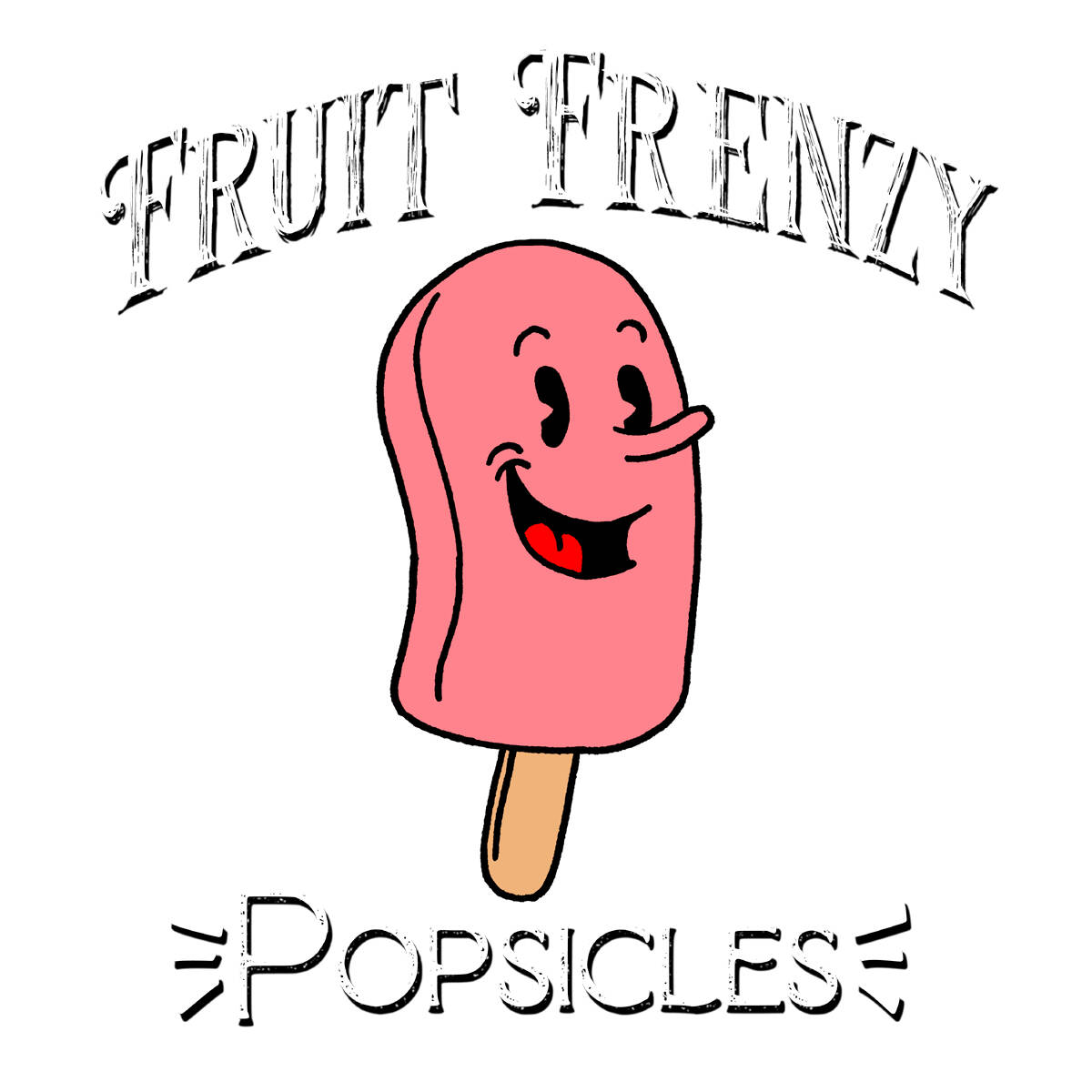 Fruit Frenzy popsicles - pink cartoon popsicle smiling